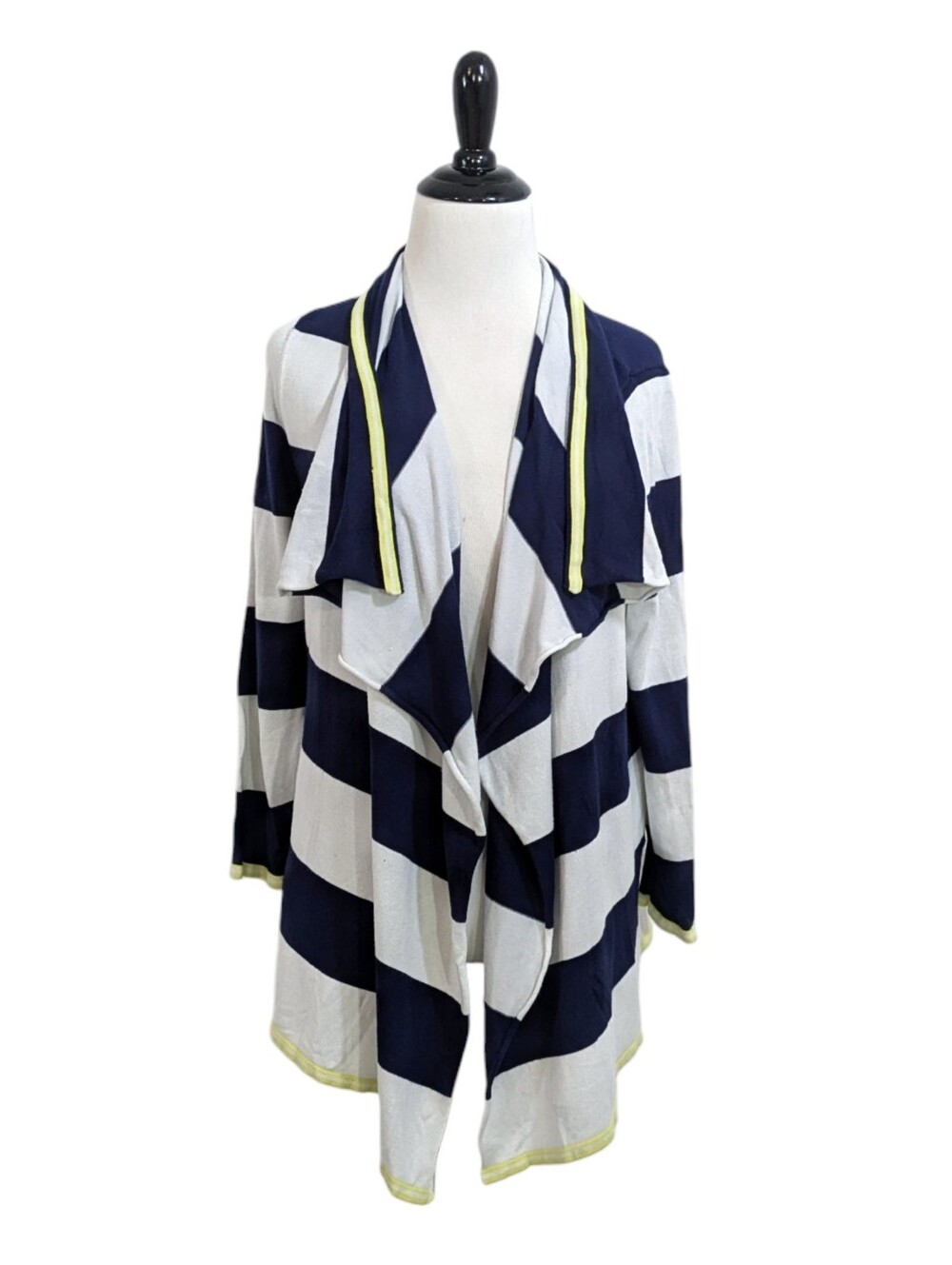 Summer & Sage Lightweight Blue & White Striped Drape Cardigan - Size Small Women